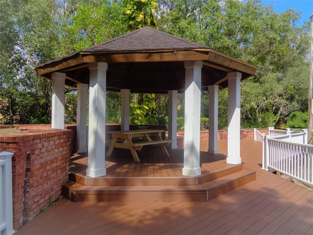 exterior space featuring a gazebo