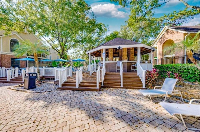 exterior space with a gazebo