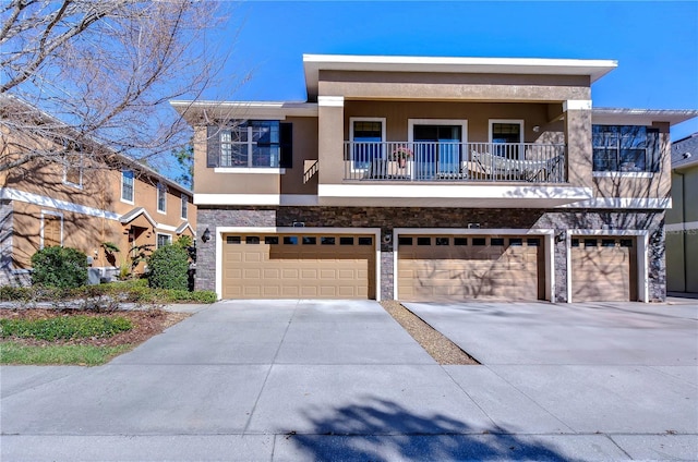 view of front of property with a garage