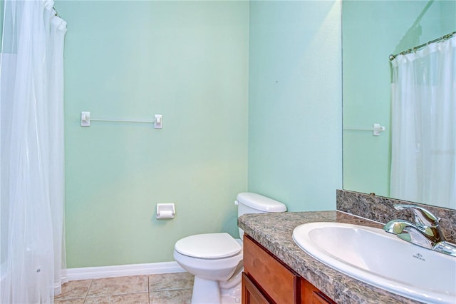 bathroom with tile patterned floors, toilet, and vanity