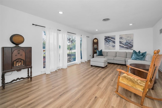 living room featuring light hardwood / wood-style flooring