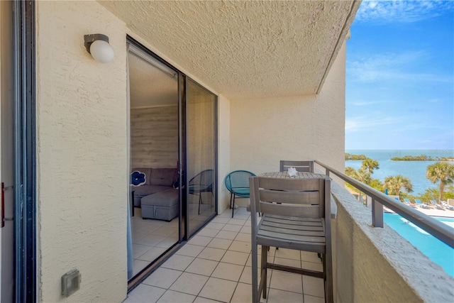 balcony with a water view