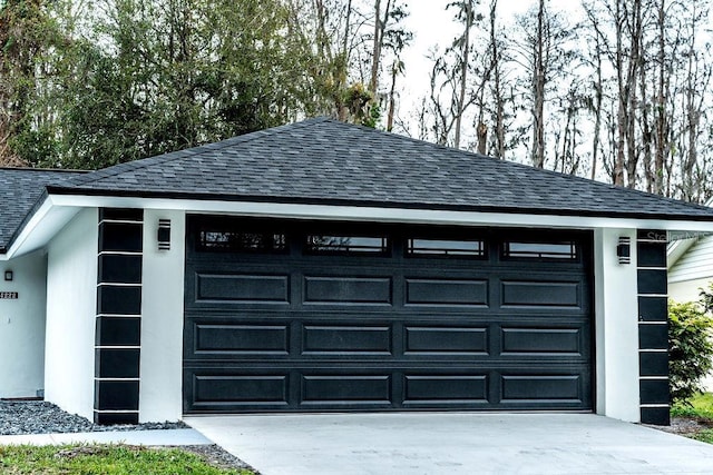 view of detached garage