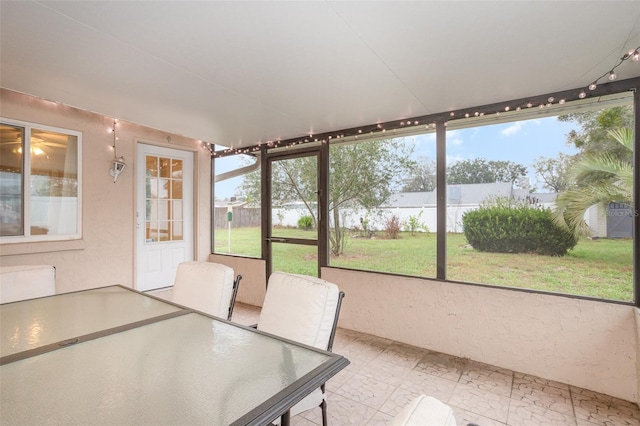 view of unfurnished sunroom