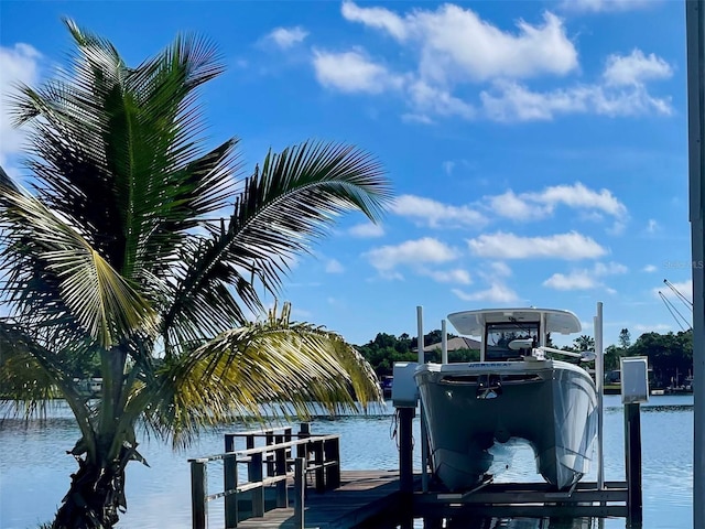 view of dock featuring a water view