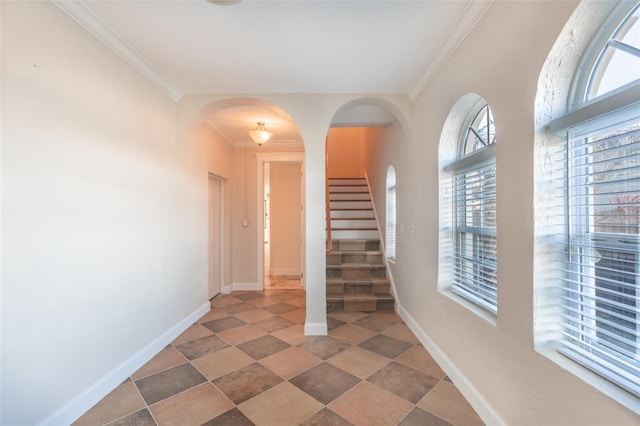 interior space featuring crown molding