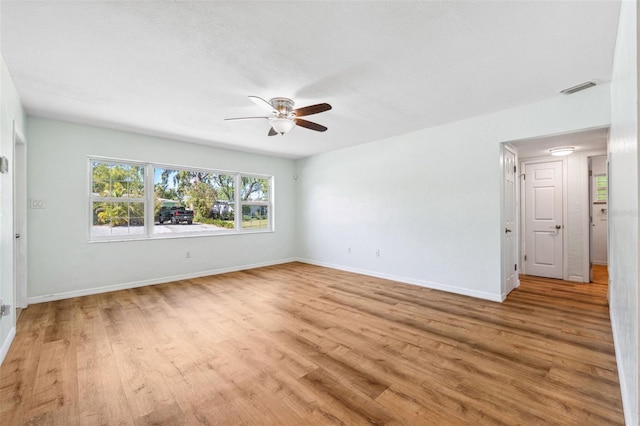 1119 77th St N, Saint Petersburg, FL 33710 - unfurnished room with light wood-style flooring, a ceiling fan, visible vents, and baseboards