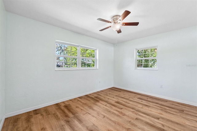 1119 77th St N, Saint Petersburg, FL 33710 - empty room with light wood-style flooring, a ceiling fan, and baseboards