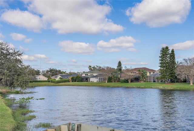 view of water feature with a residential view