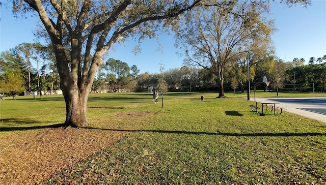 view of home's community with a yard and community basketball court