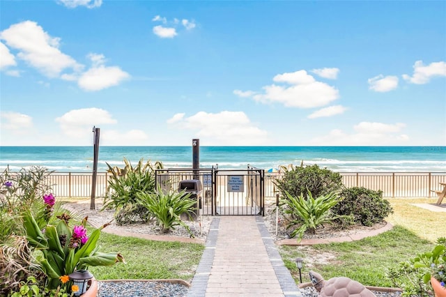 water view featuring a beach view