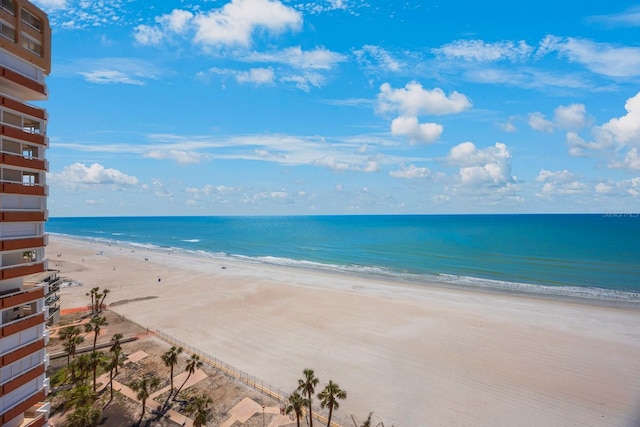 view of water feature featuring a beach view