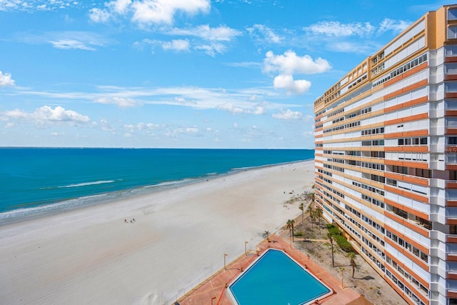 property view of water with a beach view