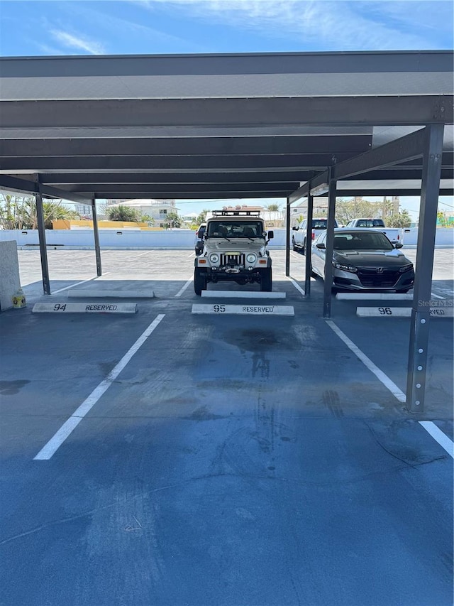 view of covered parking lot