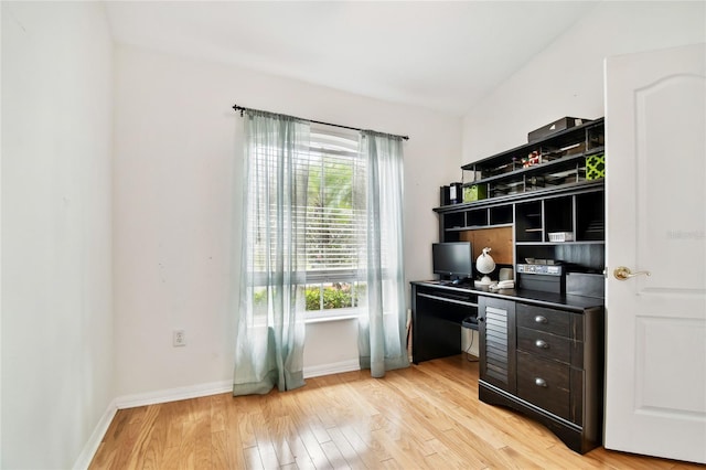 office area featuring light hardwood / wood-style floors