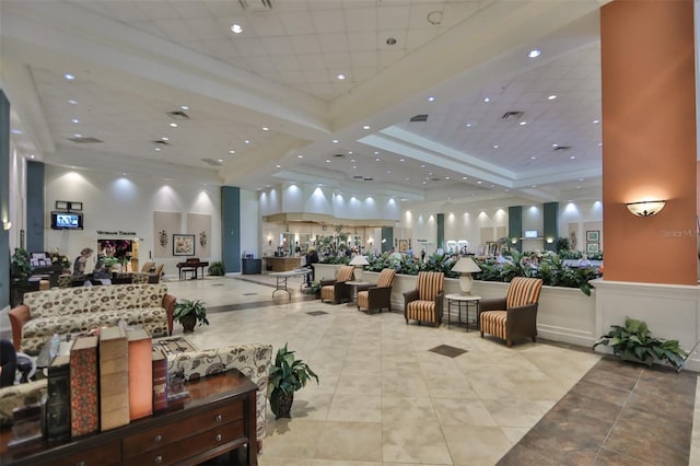 community lobby with visible vents