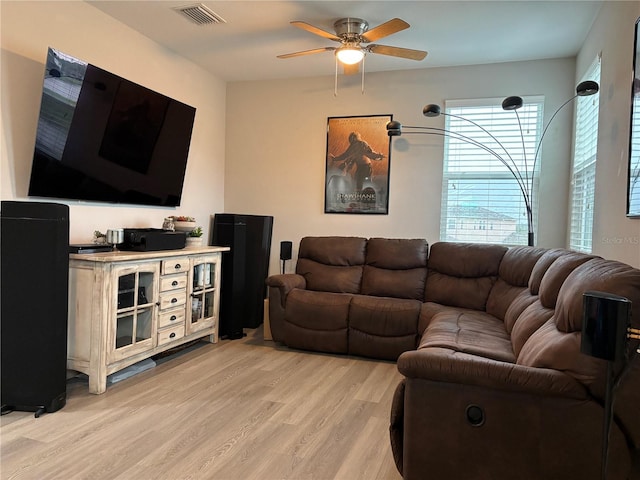 29011 Trevi Pl, Wesley Chapel, FL 33543 - living area with light wood finished floors and a ceiling fan