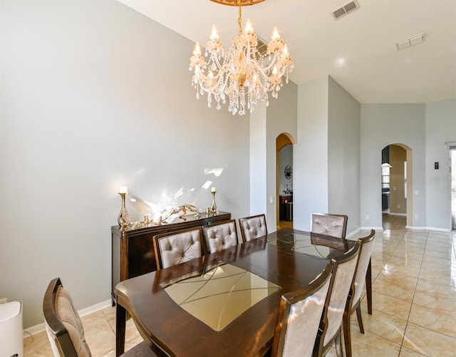 view of tiled dining area