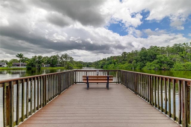 deck with a water view