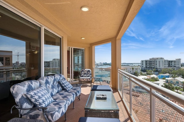 balcony with a view of city