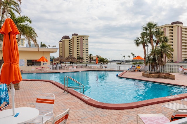 view of pool featuring a patio area