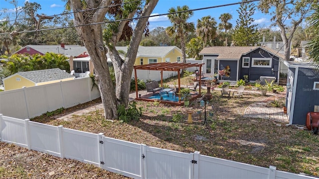 view of yard with a pergola