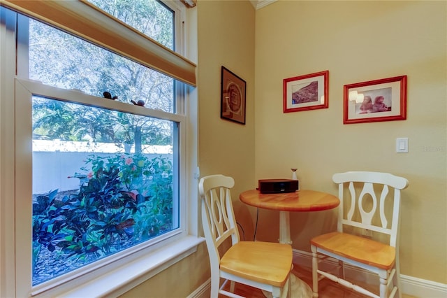 dining space with baseboards