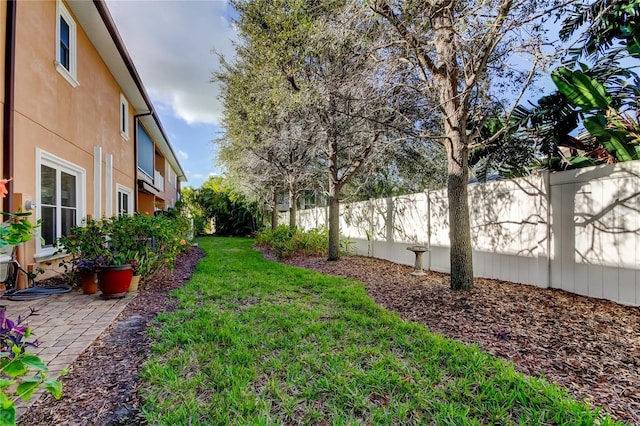 view of yard featuring a fenced backyard