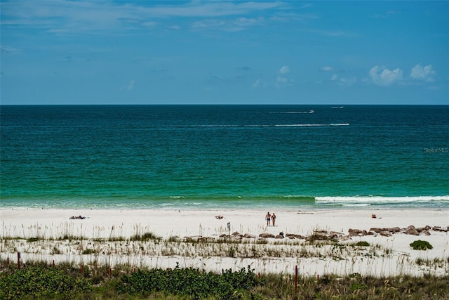 view of water feature featuring a view of the beach