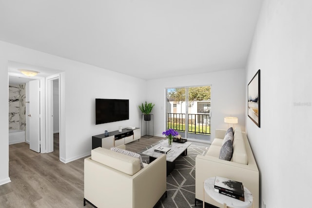 living room featuring light hardwood / wood-style flooring