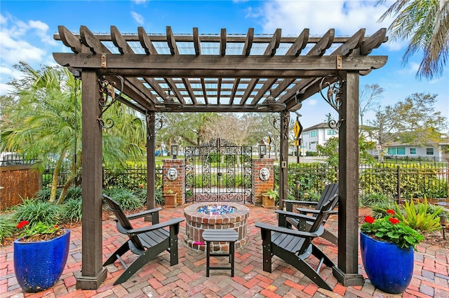 view of patio featuring a pergola