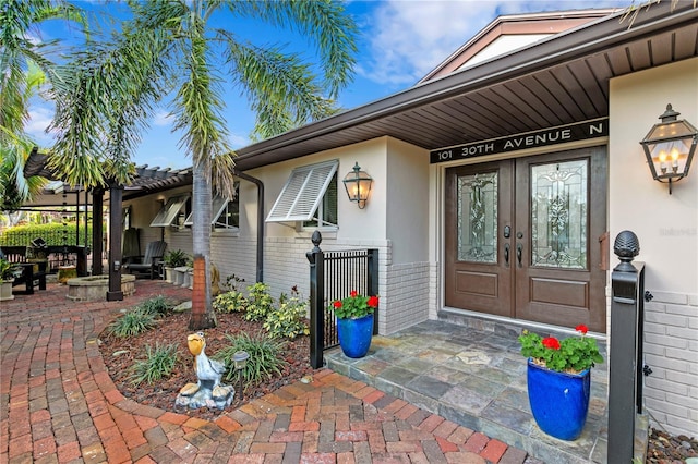 property entrance with french doors