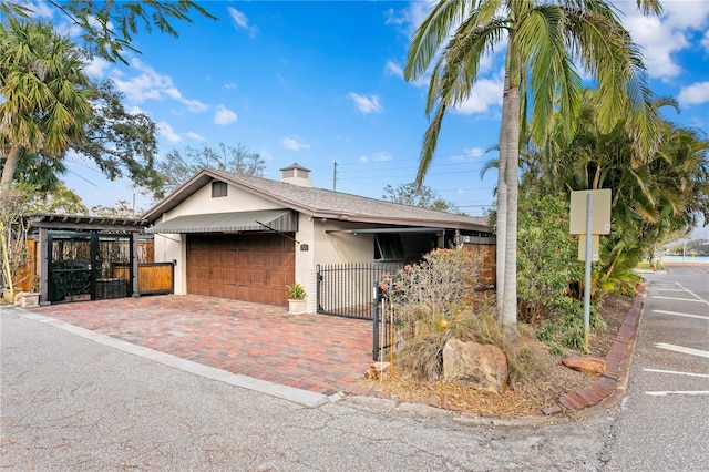 view of front of house with a garage