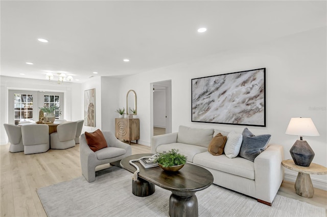 living room featuring light wood-type flooring