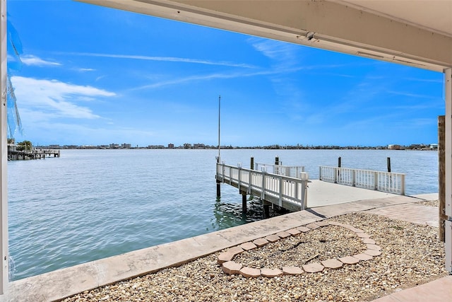 dock area featuring a water view