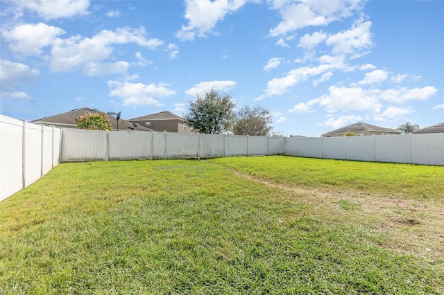 view of yard with a fenced backyard