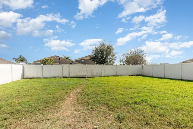 view of yard with a fenced backyard