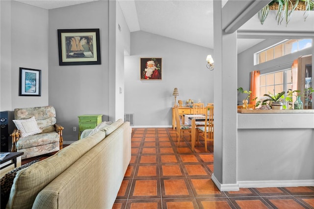 13542 Summerwood Ct, Hudson, FL 34667 - living room featuring vaulted ceiling
