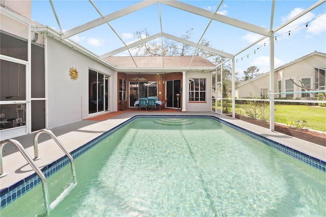 13542 Summerwood Ct, Hudson, FL 34667 - view of swimming pool featuring a patio and glass enclosure