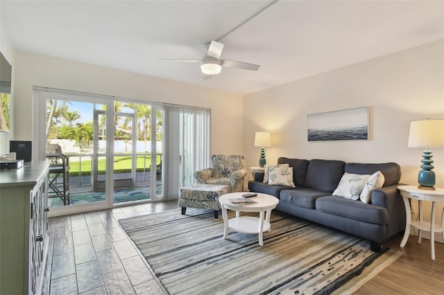 3717 46th Ave S Unit 7, Saint Petersburg, FL 33711 - living room with ceiling fan and wood-type flooring