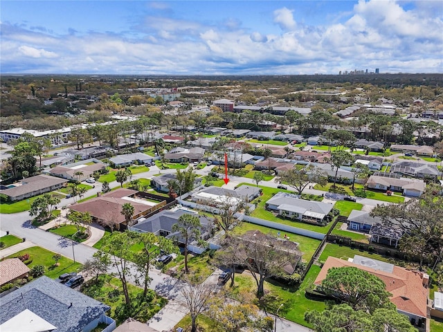 bird's eye view with a residential view