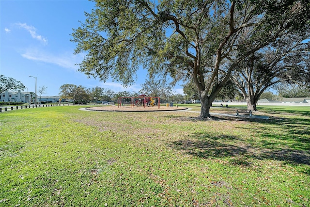 view of yard featuring playground community