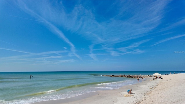 property view of water featuring a beach view