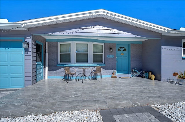 exterior space featuring a garage