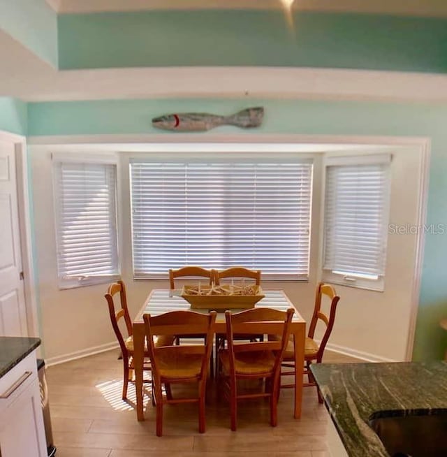 dining room with light hardwood / wood-style floors