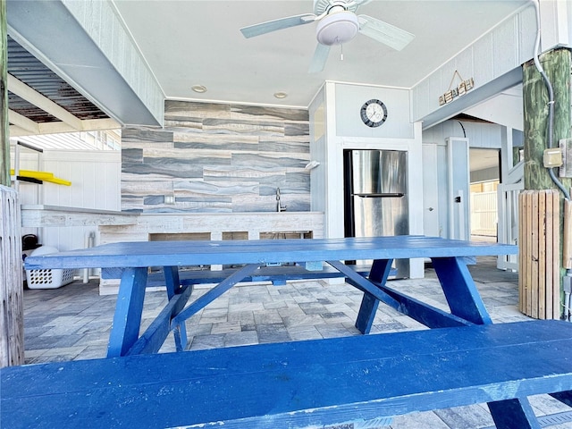 game room featuring ceiling fan