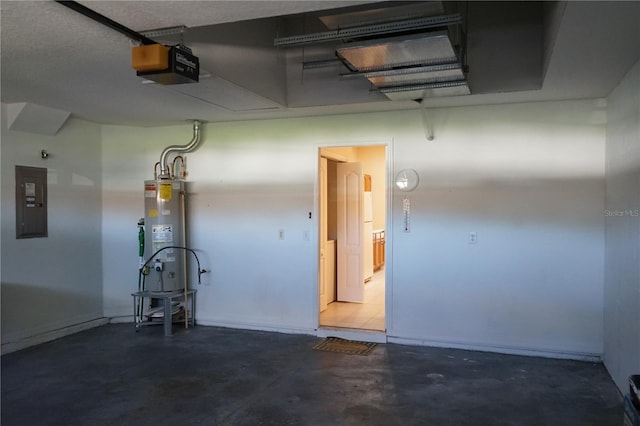 19432 Haskell Pl, Land O Lakes, FL 34638 - garage featuring gas water heater, a garage door opener, and electric panel