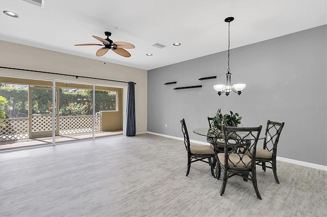 unfurnished dining area with light wood-style flooring, visible vents, baseboards, and recessed lighting