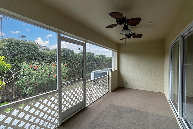 view of unfurnished sunroom