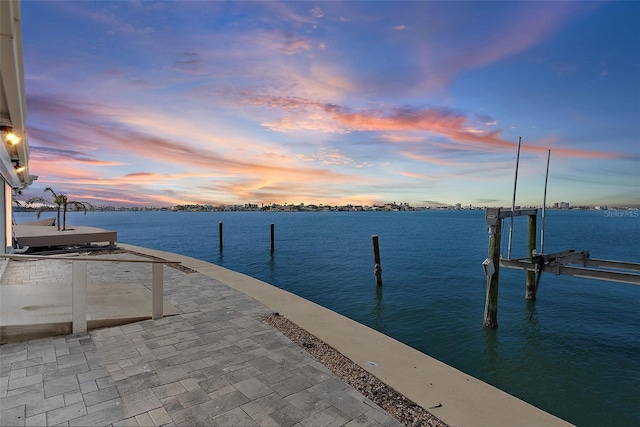 dock area featuring a water view